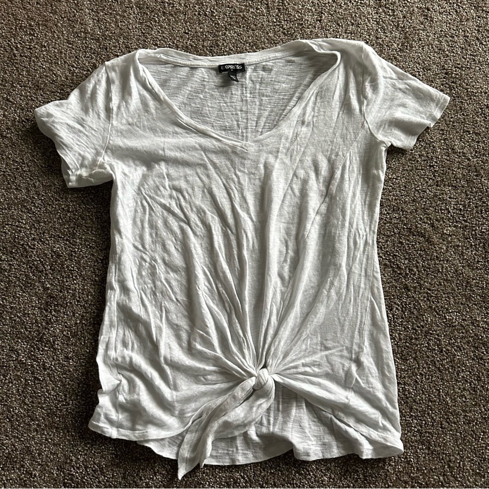 Express White V-Neck Top